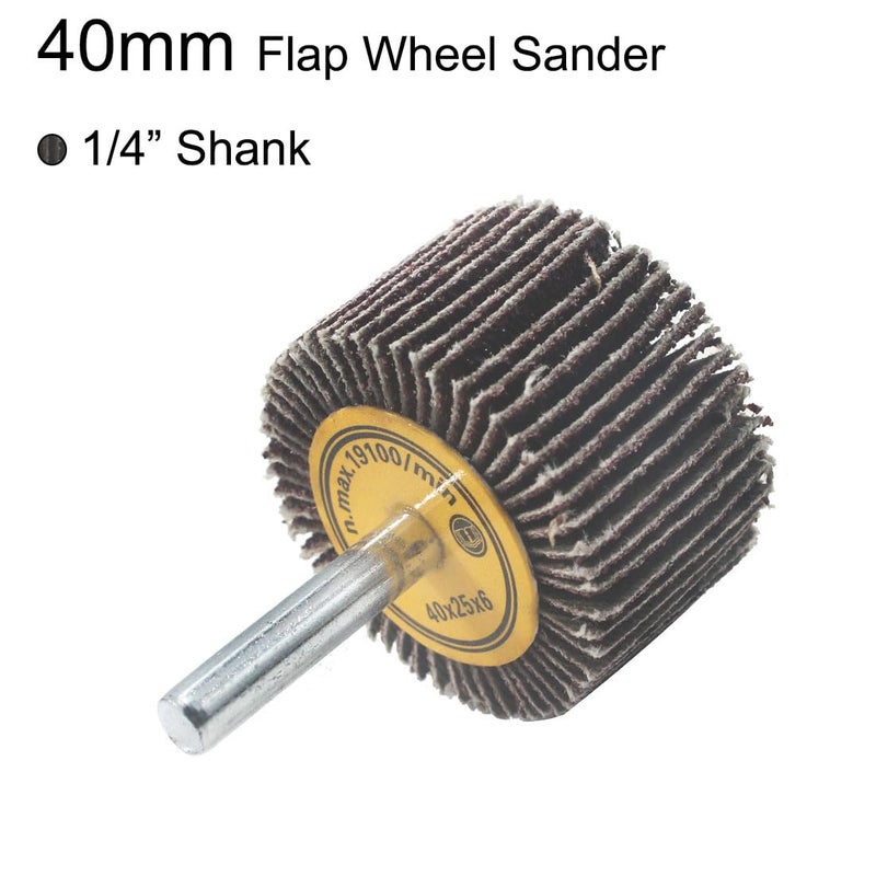 JUNLIXN 10 Pcs 40mm Flap Wheels, 1/4'' Shank 80 Grit Aluminum Oxide Grain Mounted Flap Sanding Wheel for Drill, Grinder, Rotary Tools - Image 3